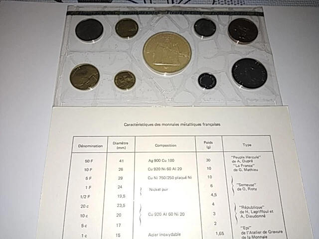 Coffret Fleur de Coins FDC 1975 - 9 pièces Francs  - France 3