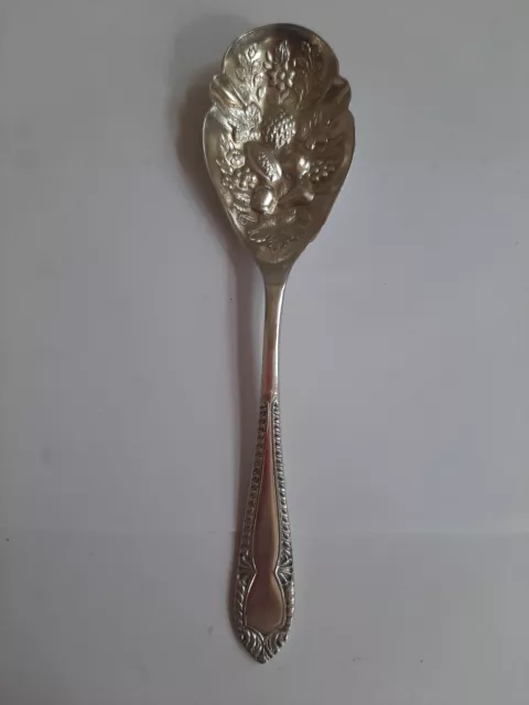 Vintage  Silver Plated Large Fruit Berry Serving Spoon Shell Design 14cm