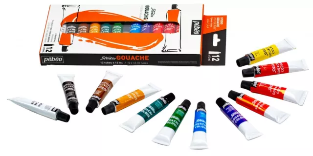 Pebeo Studio Gouache Opaque Watercolour Paint Set 12 x 12ml 3