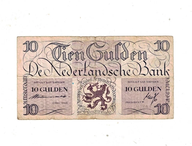 Netherlands 1945 10 Gulden P74