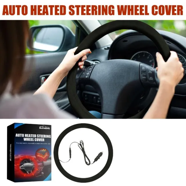 12V STEERING WHEEL Heater Plush Auto Steering Wheels Cover Car Accessories  $20.22 - PicClick AU