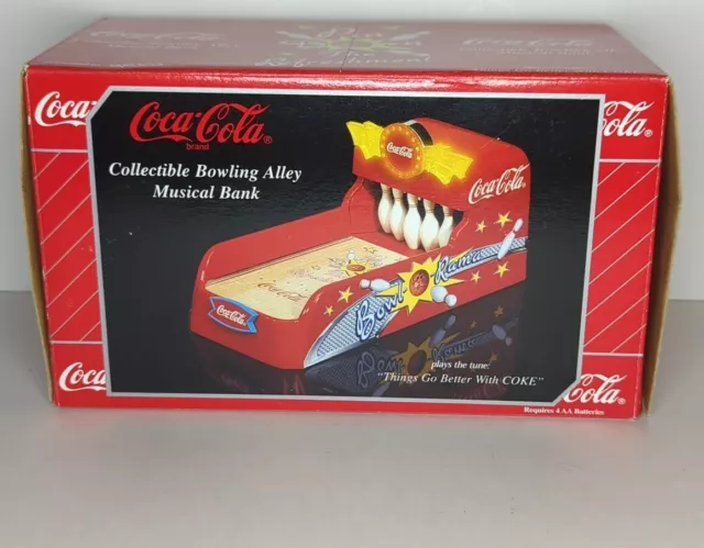 Vintage 1999 Coca Cola Bowling Alley Musical Bank In Original Box