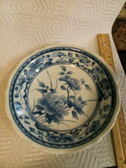 Vintage oriental Asian Chinese 7" blue flow willow delft bowl porcelain cobalt