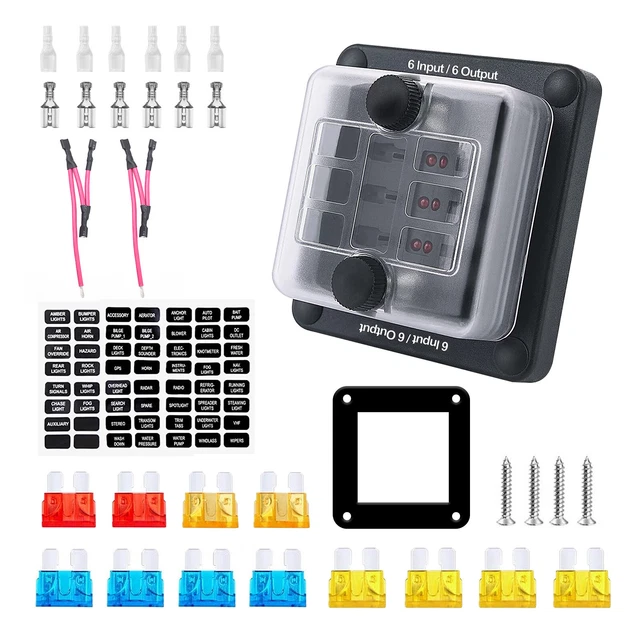 6-Way Blade Fuse Box Block Holder ATO ATC Fits Car Marine Boat RV Waterproof S