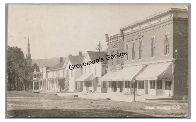 RPPC Main St View Jeweler AVOCA NY Steuben County New York Real Photo Postcard