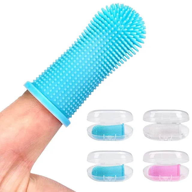 Super soft pet finger toothbrush bad breath tartar tooth cleaning suppl~7H