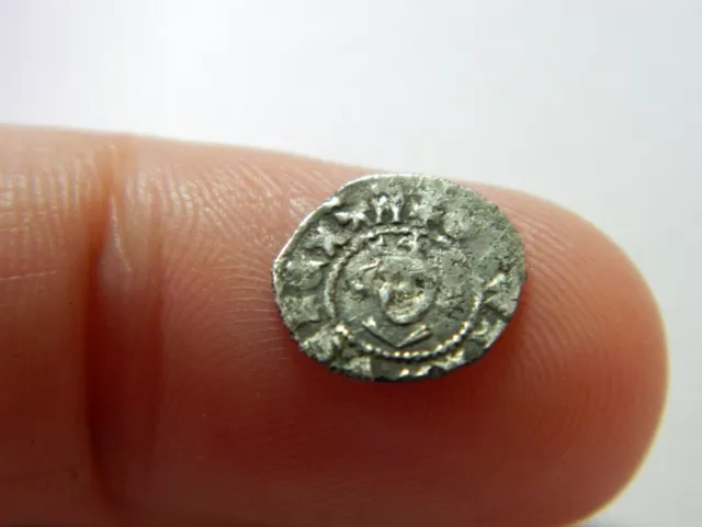 Tiny Medieval hammered silver long cross farthing coin Metal detecting detector