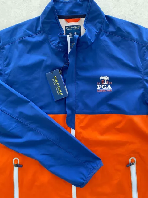 Polo Golf Ralph Lauren 2020 PGA Blue Orange Windbreaker Jacket Mens L Full Zip