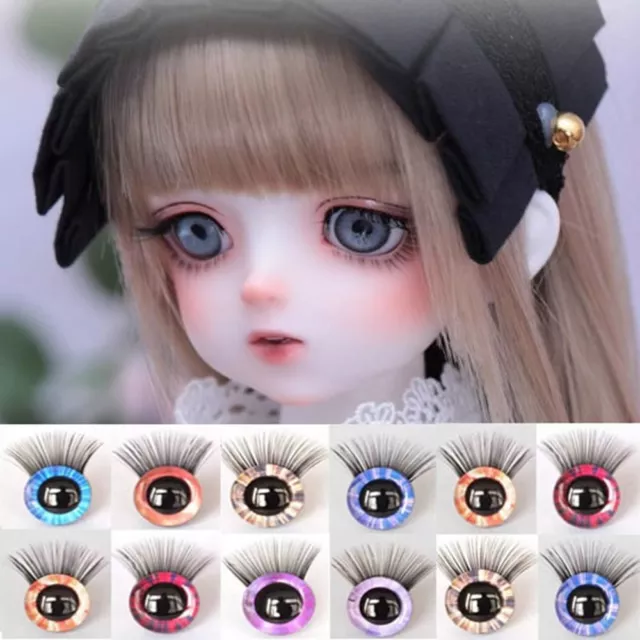 10 Colors Glitter Crystal Eyes Eyes with Eyelash  Doll Accessories