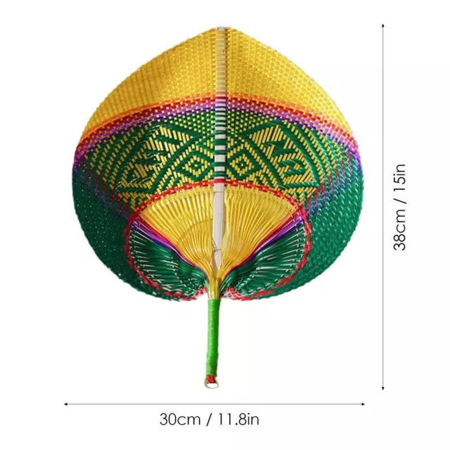 1* Handmade Bamboo Woven Fan DIY Heart Shaped Summer Cooling Chinese Style Fan 2
