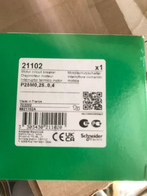 Schneider Electric Disjoncteur Moteur P25M 0,4 A 3P 3D Déclencheur Magnétothermi