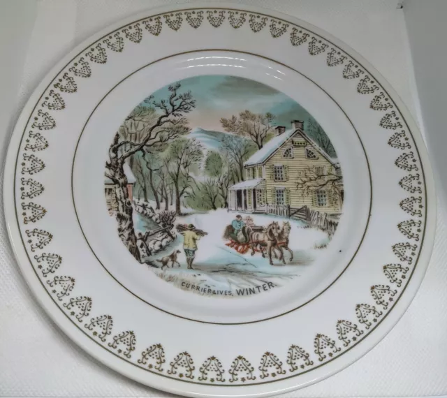 Vintage Antique Porcelain Collectible Plate Winter