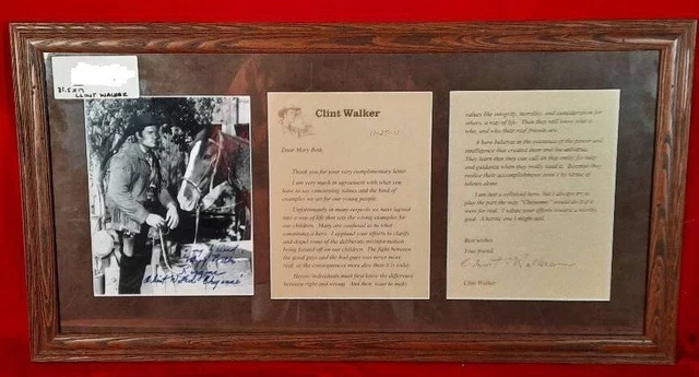 Autographed Photo of Clint Walker ( Cheyenne ) and a Personal Letter to a fan