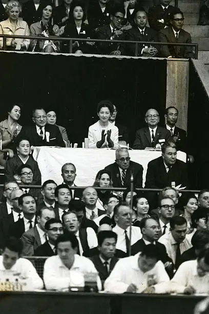 Crown Princess Michiko Watches The Women's Volleyball Match Bet 1964 Old Photo