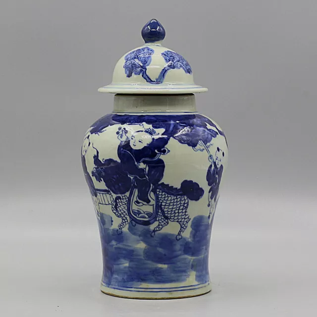 Chinese Antique Porcelain Kylin Songzi “麒麟送子” General Jar Tank Late Qing Dynasty