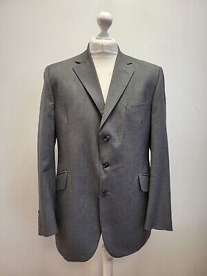 Jj50 Mens Hackett London Grey Wool 2 Piece Suit Jacket & Trousers Uk W34 L30 C42