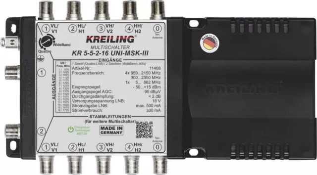 Kreiling Tech. Unicable MS kaskadierbar KR5-5-2-16UNI-MSKIII Multischalter 11408