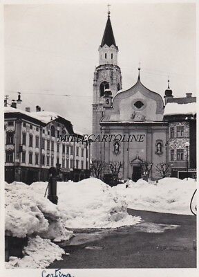 CORTINA piccola foto privata della Basilica Minore ..neve in piazza 