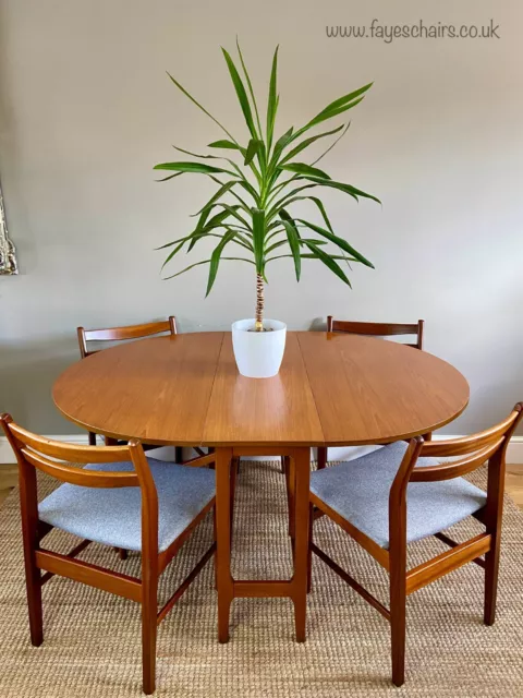Jentique Teak Retro Gate-leg Dining Table with 4 Matching Chairs