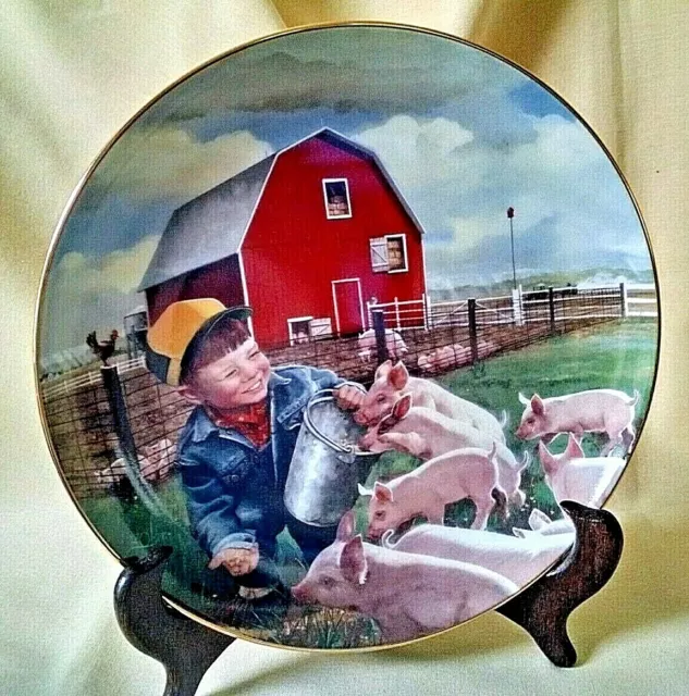 John Deere Plate Piglet Roundup Donald Zolan Little Farmhand F8385 Danbury Mint.