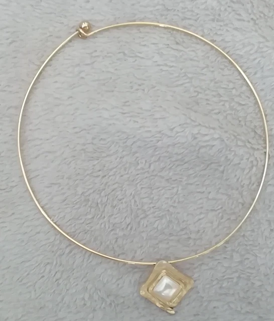 Collier Torque Vintage CECILE JEANNE Paris - Émaux Dorés - Années 1990 - Bijou Rétro - Occasion Porté