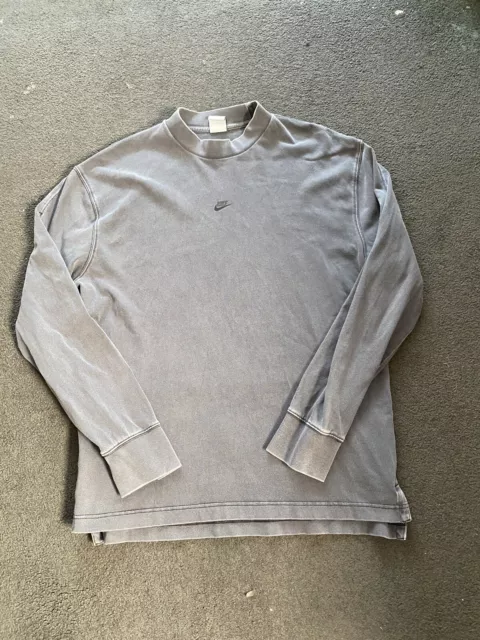 Nike Mock Neck Sweatshirt Faded Grey Size Medium Centre Swoosh