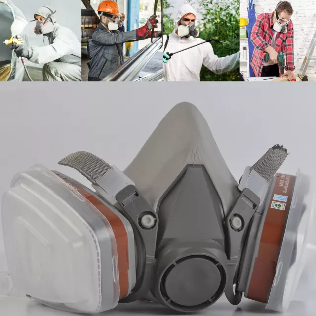 Gas Mask Half Face Chemical Spray Painting Respirator Vapour Exhaust Cartridge