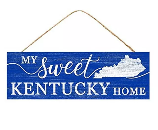 My Sweet Kentucky Home Sign - 15" x 5", Vintage Blue Front Door Decor