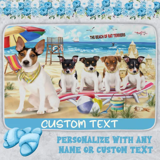 Rat Terrier Dog Bath Mat Anti-Slip Pet Personalized Bathroom Rug Mat Gift NWT