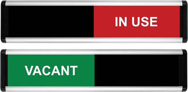 Viro vakant/in Gebrauch Schiebetürschild - grün/rot Edition - 214 x 60 mm