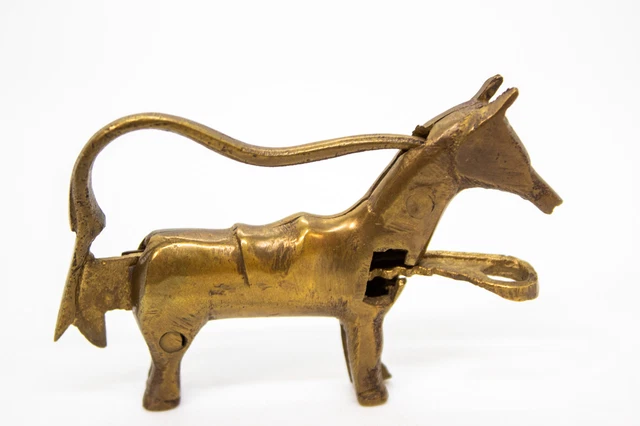 Antique Brass Horse Lock & Key Unique