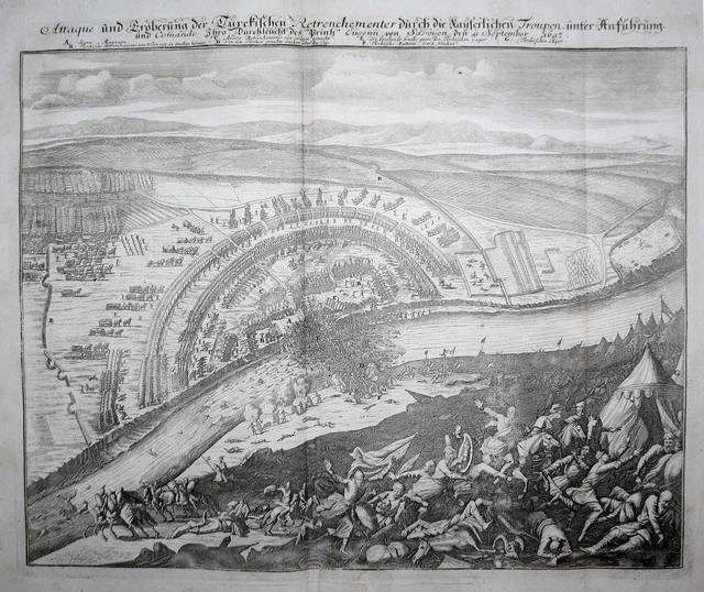 17. Sec. Battle Of Zenta 1697 Senta Vojvodina Serbia Incisione Merian
