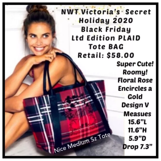 NWT 2020 VS Victoria’s Secret Plaid Weekender Tote Carry On Overnight Gym BAG