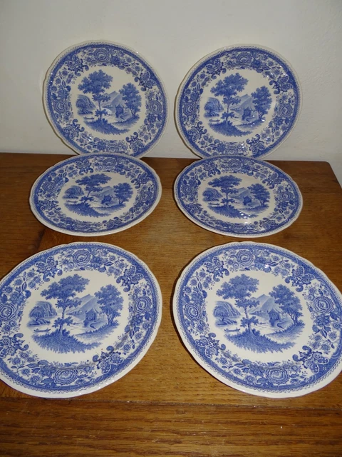 4 Assiettes à Dessert En Porcelaine - 20 Cm, Design Gaufré - Pour Salade, Entrée, Gâteau - Bleu, Sans Plomb/cadmium