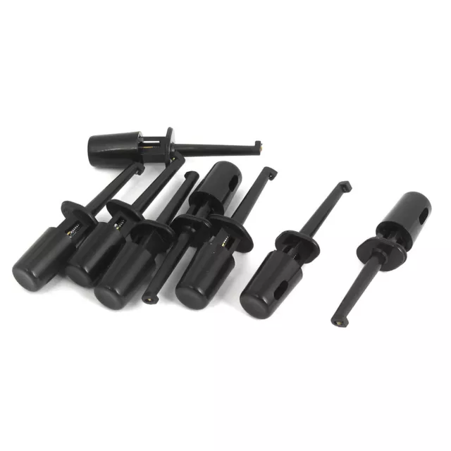 Set de clip gancho testador Cavo llevador Electrico Plastico Negro 8pcs