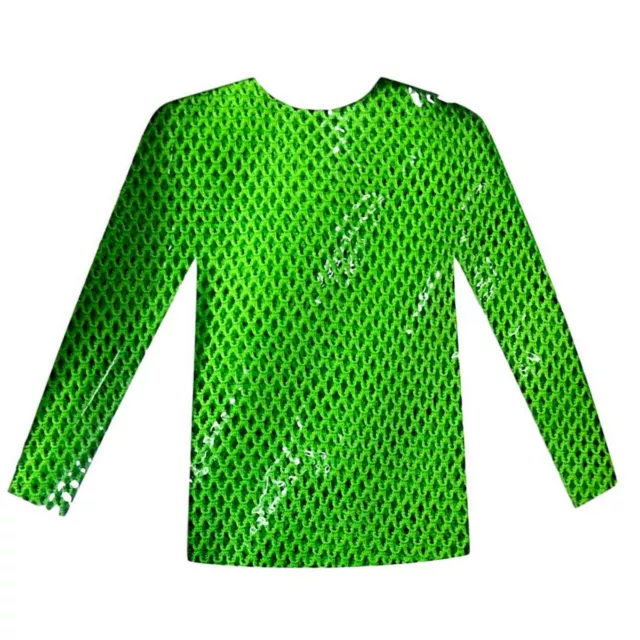 Party Fishnet Top Fish Net T-shirt 80S 70S mesh Long Sleeve Costume Dance neon