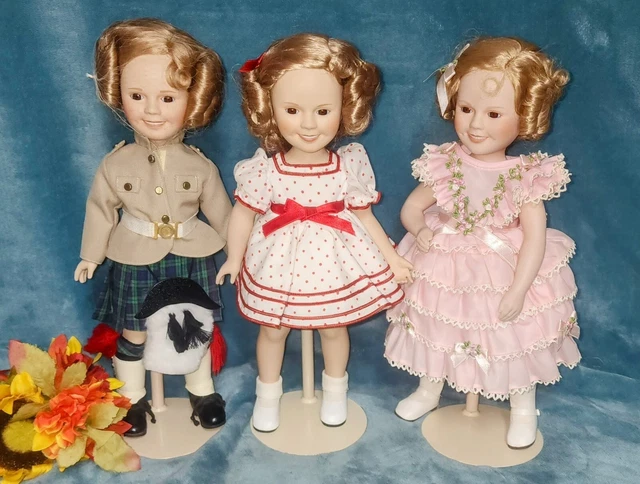 Lot of 3 Danbury Mint Shirley Temple Dolls of the Silver Screen Porcelain 14"