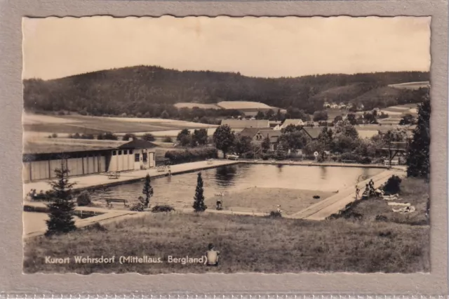 Ansichtskarte Wehrsdorf - Blick auf das Freibad/Schwimmbad - schwarz/weiß