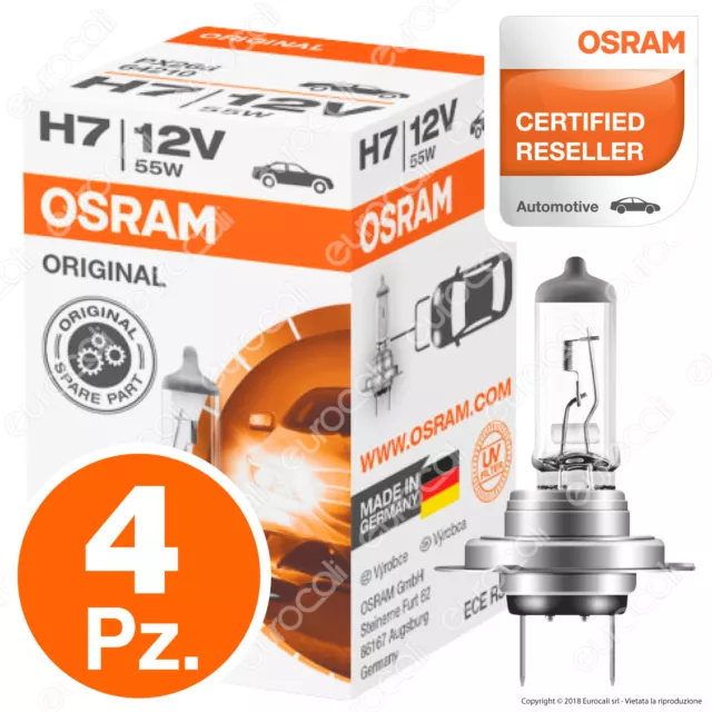 4 Lampade Osram H7 Original Line 64210 Lampadine Fari Auto Moto Alogena