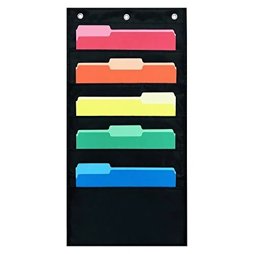 Compact Storage Pocket Chart, Hanging Wall File Organizer by  - 5 Pocket
