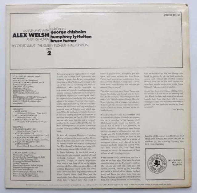 Alex Welsh Ein Abend mit Alex Welsh und seinen Freunden Teil 2 LP Black Lion 24601 2