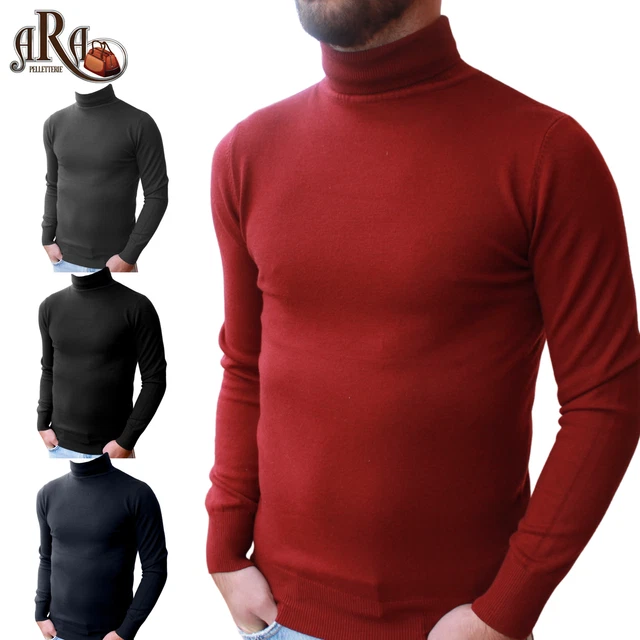 Maglione Uomo Invernale Collo Alto Maglione Lupetto Slim Maglia Dolce Vita Style