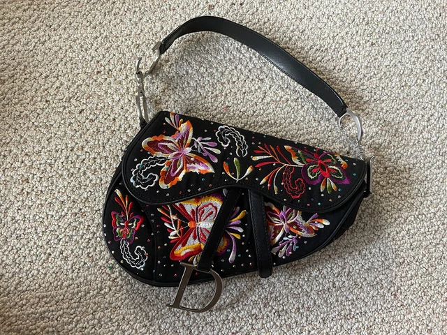 BORSA A SELLA vintage Christian Dior farfalle ricamate EUR 739 13
