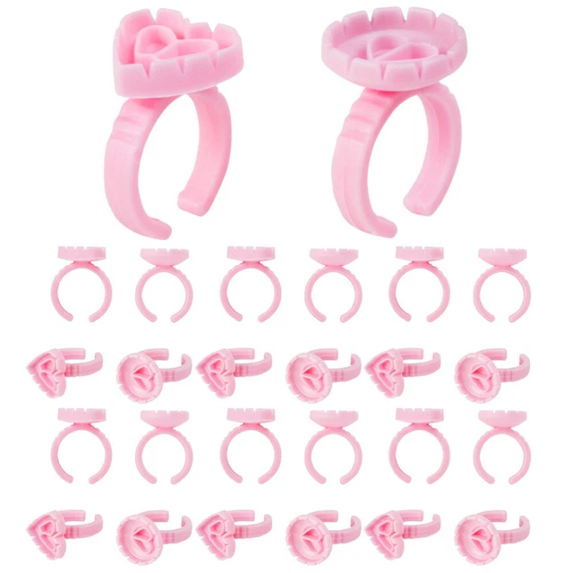 200 Pcs Disposable Rings Lashes Eyelash Lash Holder Pigment Glue Rings