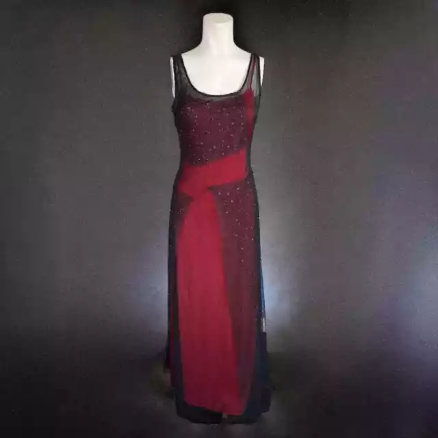 vintage sue wong nocturne black and red beaded prom dress formal gown