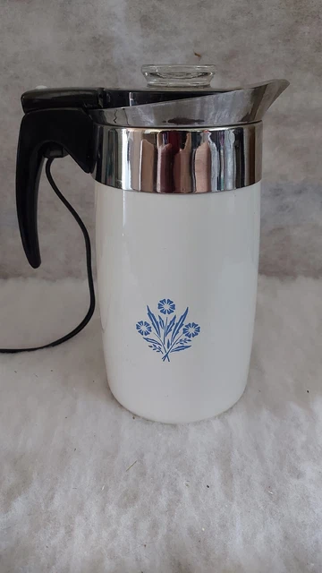 Vintage Corning Ware Percolator Complete with Basket, Lid & Plug 10 Cup + BASE