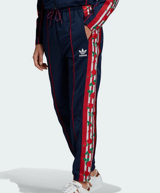 WOMENS ADIDAS ORIGINALS Floral Tape Track Pants Bottoms Navy Blue