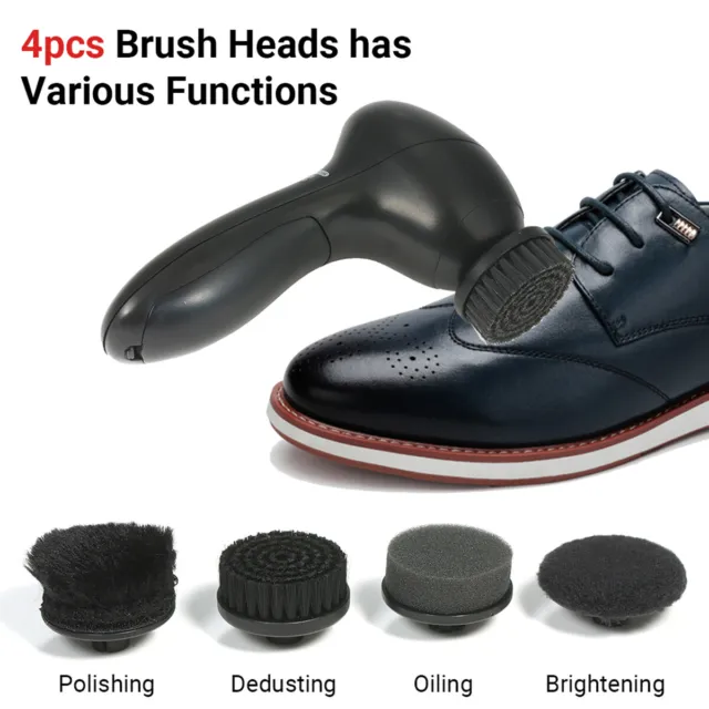 Handheld Electric Shoe Brush Shine Polisher Dust Cleaner Leather Care Set M3K8