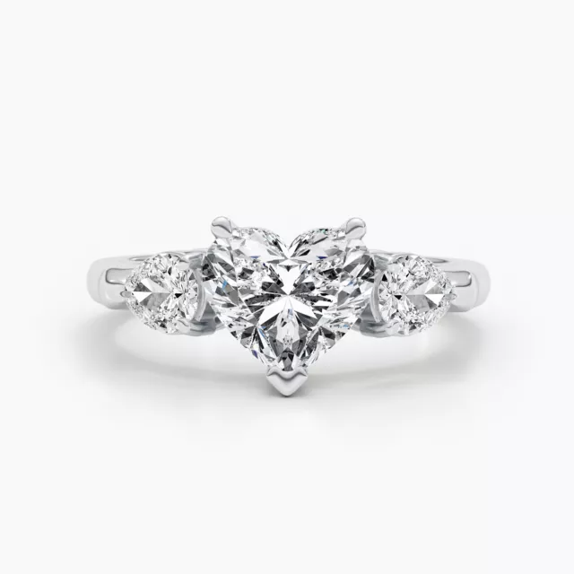 Diamond Women Ring Heart F VS1 2.05 Ct IGI Certified Lab created 18K White Gold