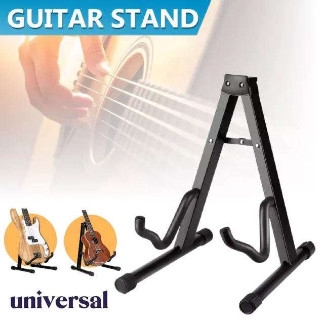 Folding Guitar Stand Floor Rack Electric Acoustic Bass Gig Holder Rack Portable